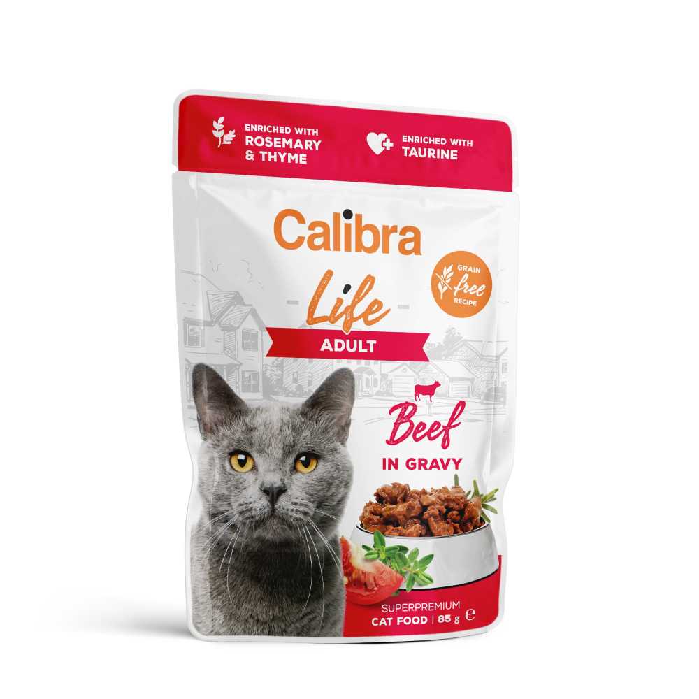 Calibra Life Adult Cat Wet Food - Beef - 28x85g Pouches