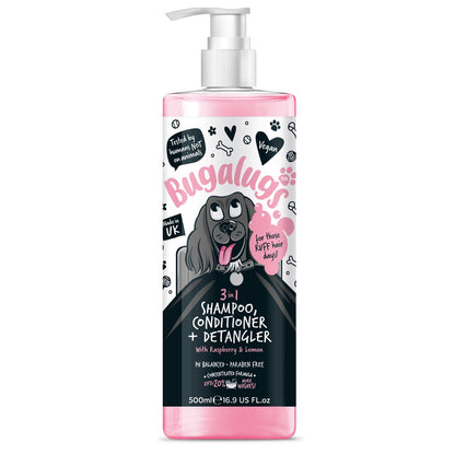 Bugalugs 3-in-1 Raseberry & Lemon Detangler Dog Shampoo & Conditioner