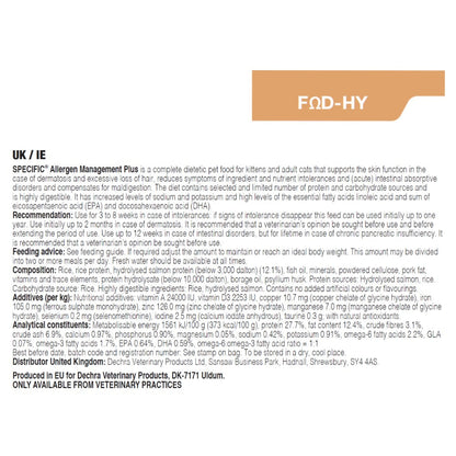Dechra Specific FOD-HY Allergen Management Plus Dry Cat Food