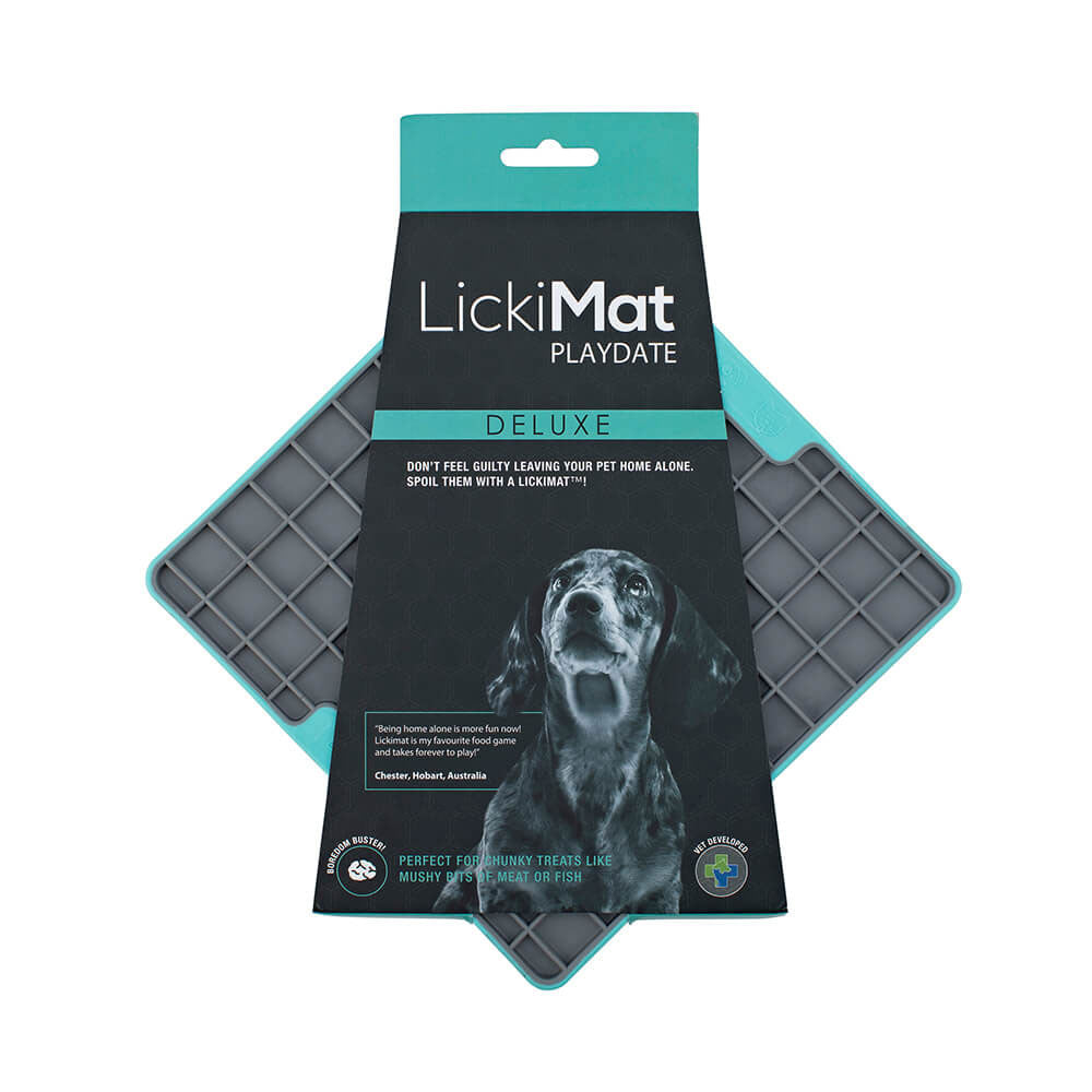 Lickimat Playdate Tuff Treat Mat - Turquoise - 20 x 20cm