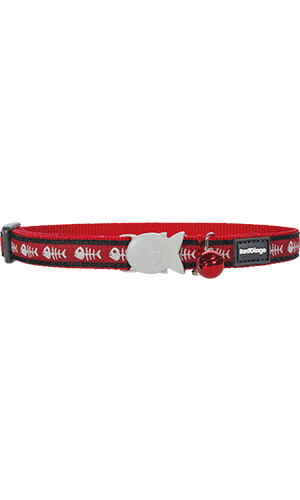 Fish & Bone Cat Collar - Red