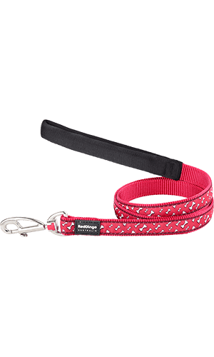 Flying Bones Dog Lead - Red