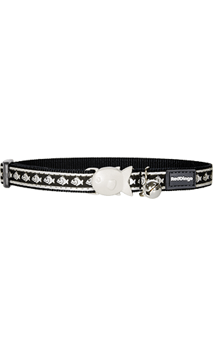 Reflective Fish Cat Collar - Black