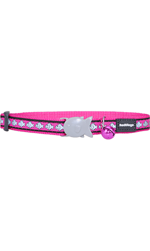 Reflective Fish Cat Collar - Hot Pink