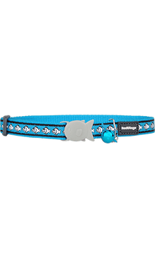 Reflective Fish Cat Collar - Turquoise