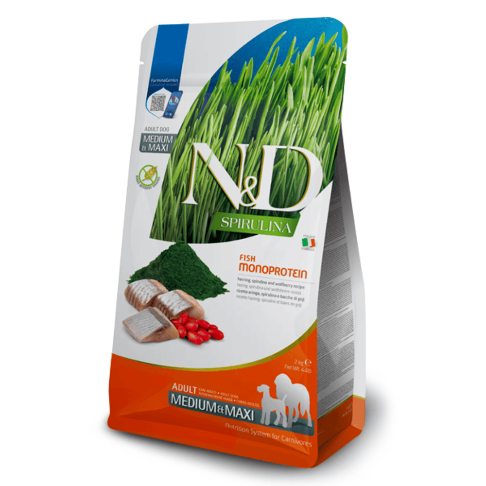 Farmina N&D Spirulina Adult Medium/Maxi Dry Dog Food - Herring