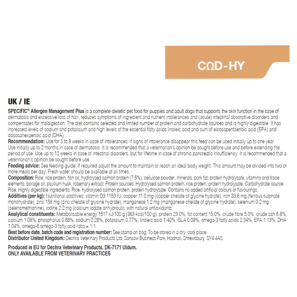 Dechra Specific COD-HY Allergen Management Plus Dry Dog Food