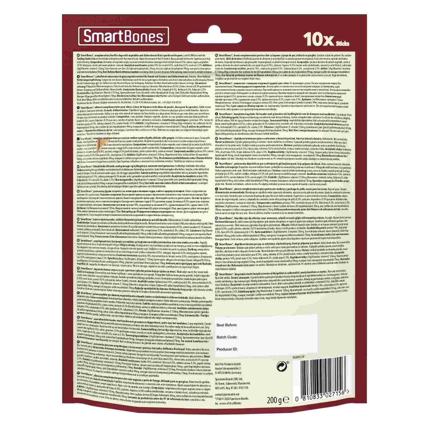 SmartBones SmartSticks Adult Dog Treats - Chicken - 10 Sticks