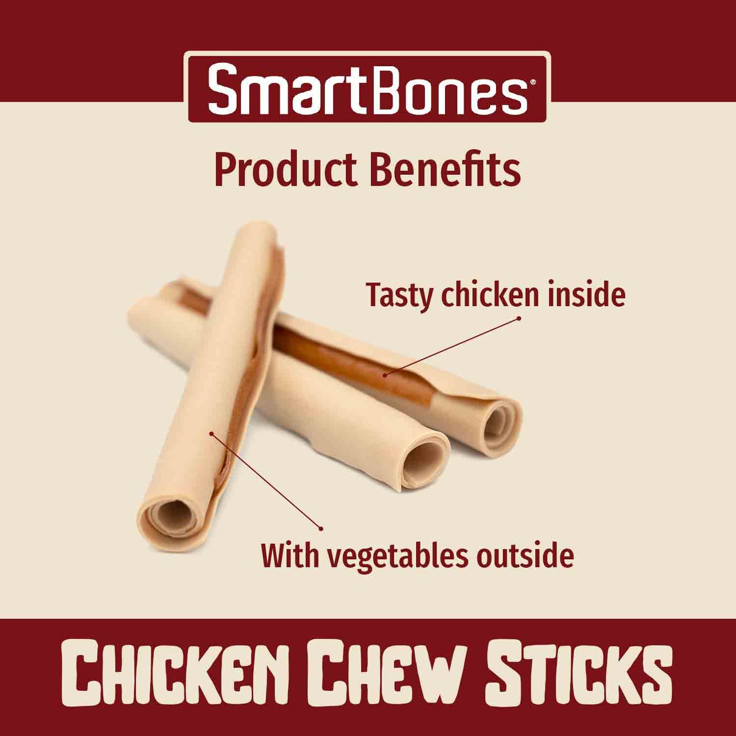 SmartBones SmartSticks Adult Dog Treats - Chicken - 5 Sticks