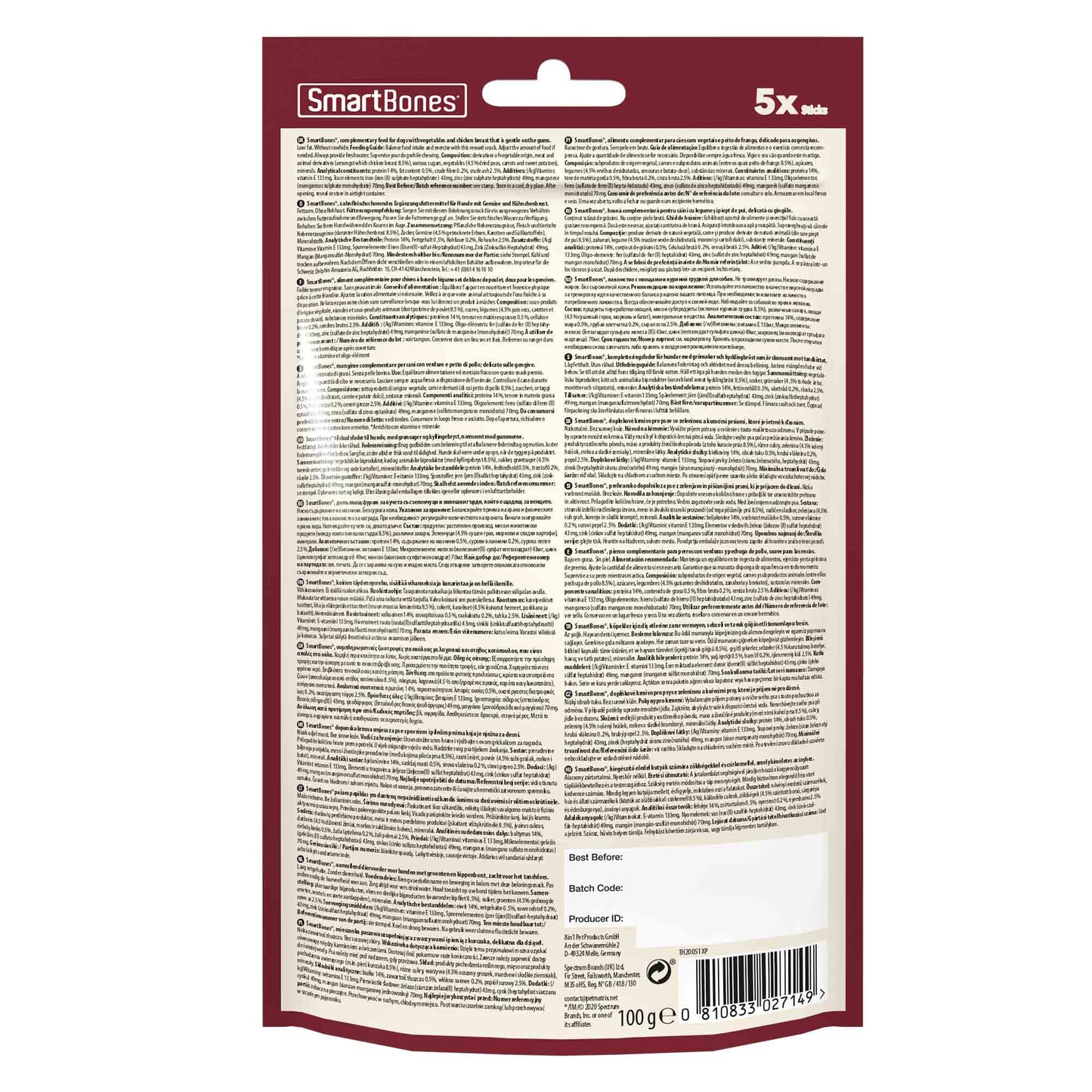 SmartBones SmartSticks Adult Dog Treats - Chicken - 5 Sticks