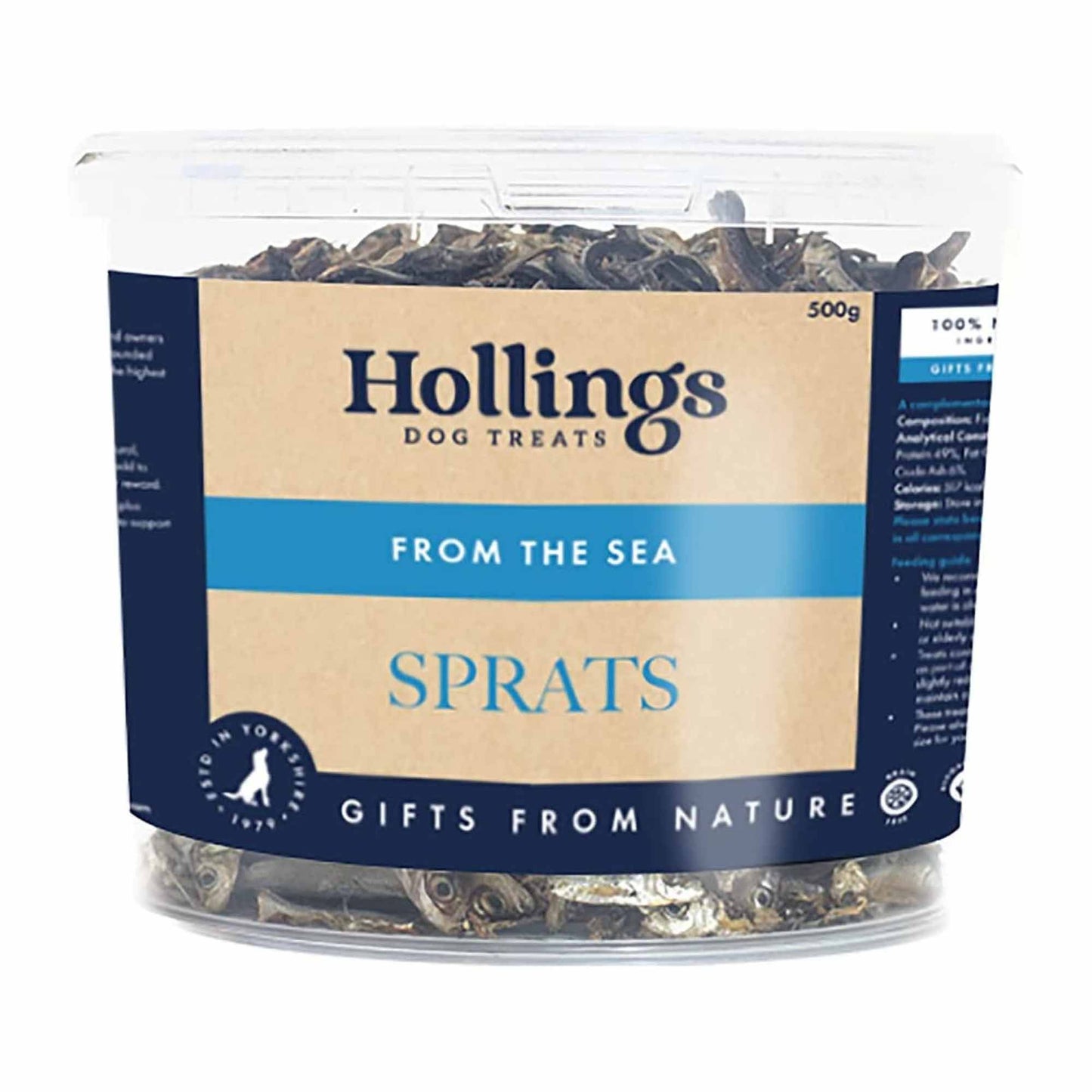 Hollings Sprats Dog Treats - 500g Tub