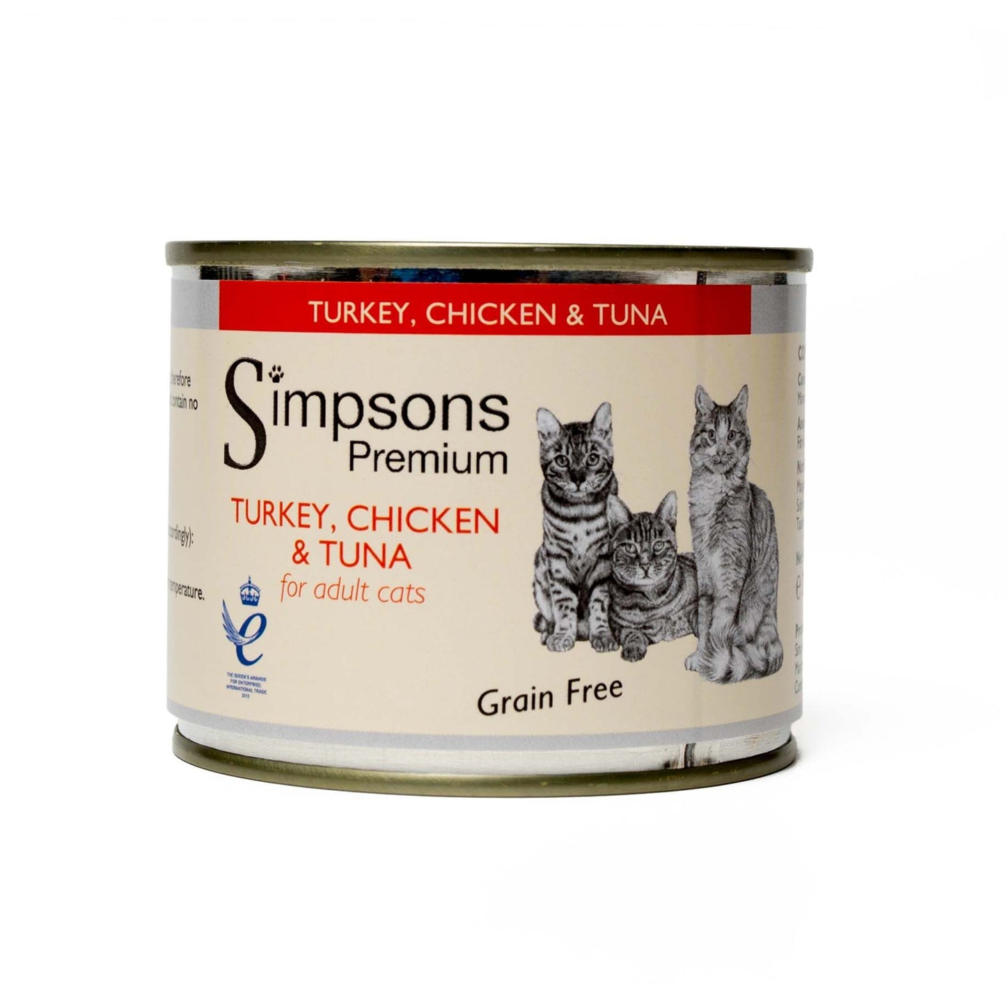 Simpsons Premium Adult Wet Cat Food - Turkey, Chicken & Tuna - 6x200g Cans