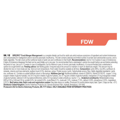 Dechra Specific FDW Food Allergen Management Wet Cat Food - Trays