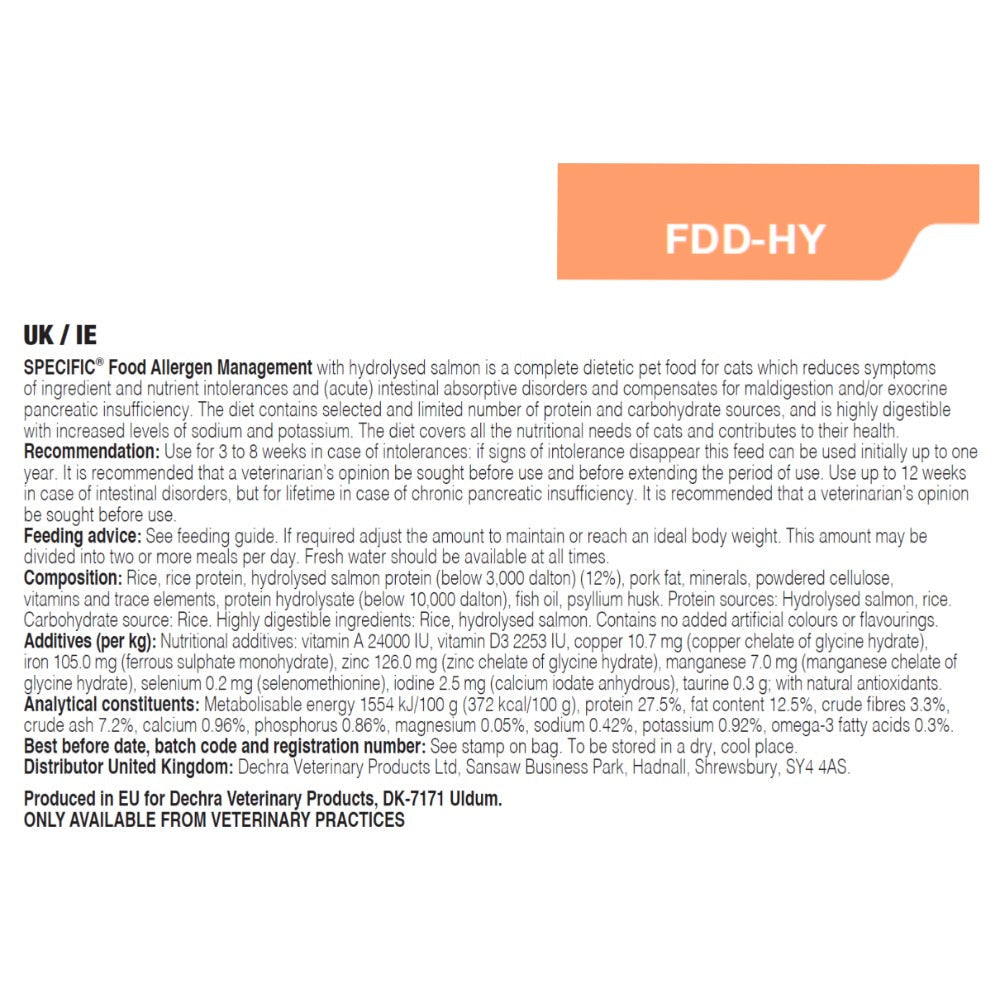Dechra Specific FDD-HY Food Allergen Management Hydrolysed Dry Cat Food