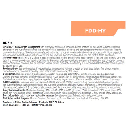 Dechra Specific FDD-HY Food Allergen Management Hydrolysed Dry Cat Food