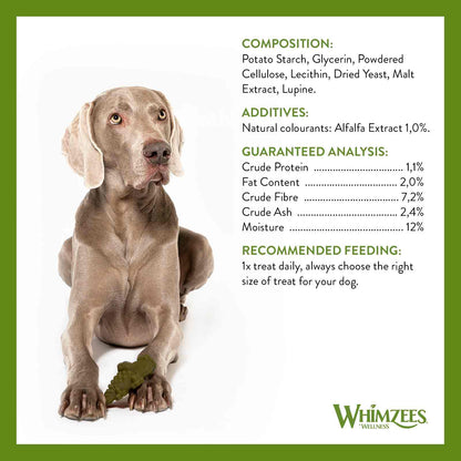 WHIMZEES Alligator Medium Dental Chew Dog Treat - 12 pack