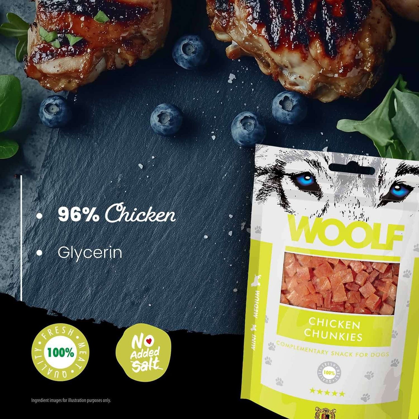 Woolf Chicken Chunkies Dog Snacks - 100g