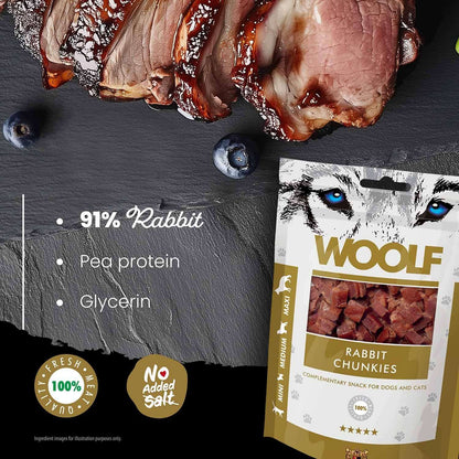Woolf Rabbit Chunkies Snacks for Cats & Dogs - 100g