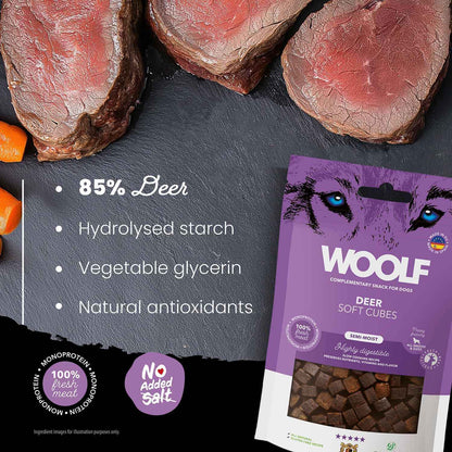 Woolf Soft Cubes Dog Snacks - Deer - 100g