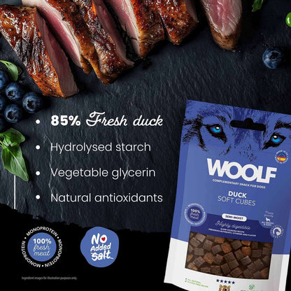 Woolf Soft Cubes Dog Snacks - Duck - 100g