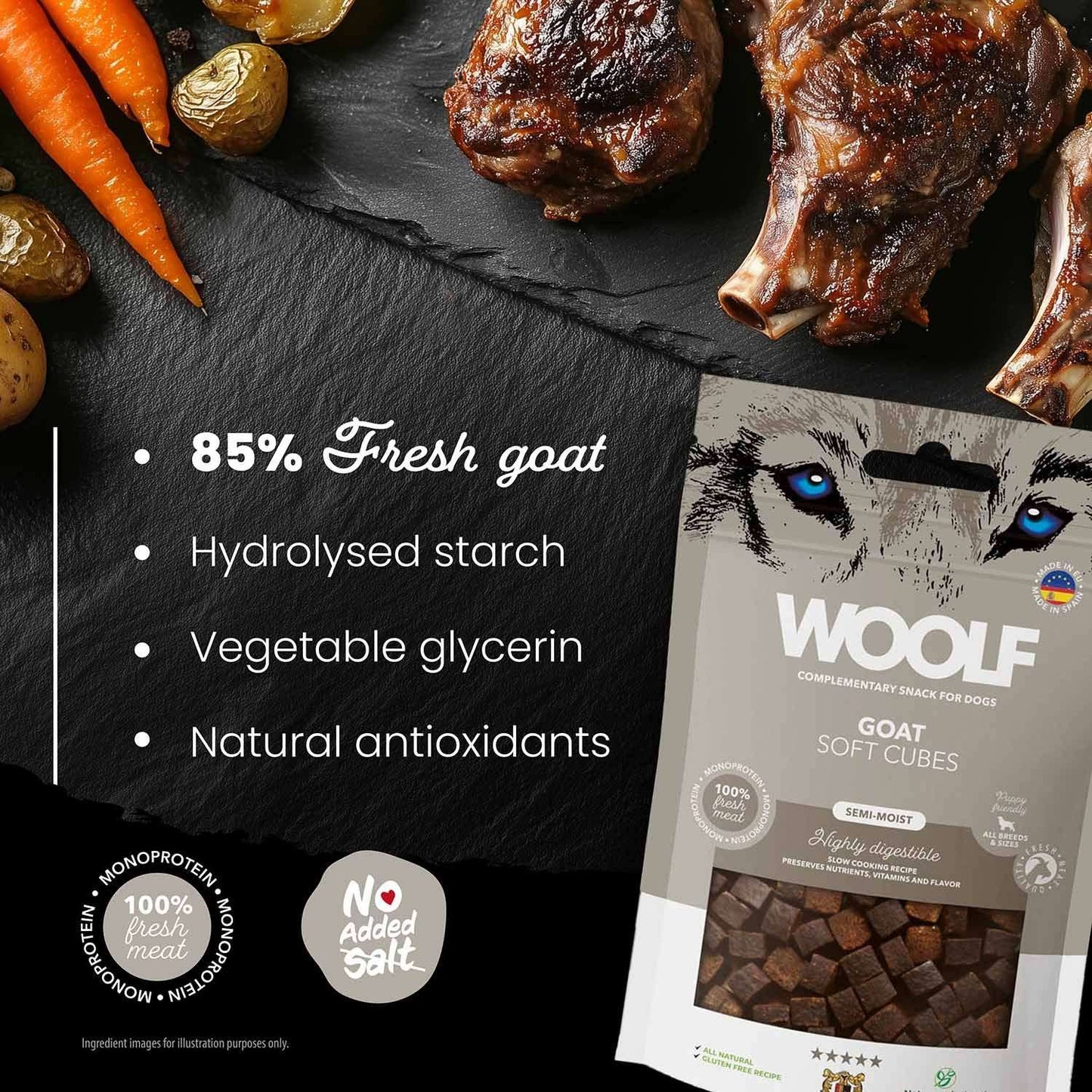 Woolf Soft Cubes Dog Snacks - Goat - 100g