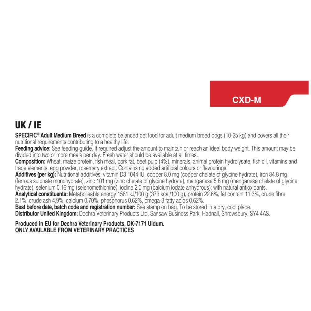 Dechra Specific CXD-M Adult Medium Breed Dry Dog Food
