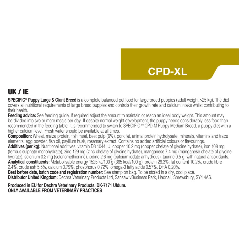 Dechra Specific CPD-XL Puppy Large & Giant Breed Dry Dog Food