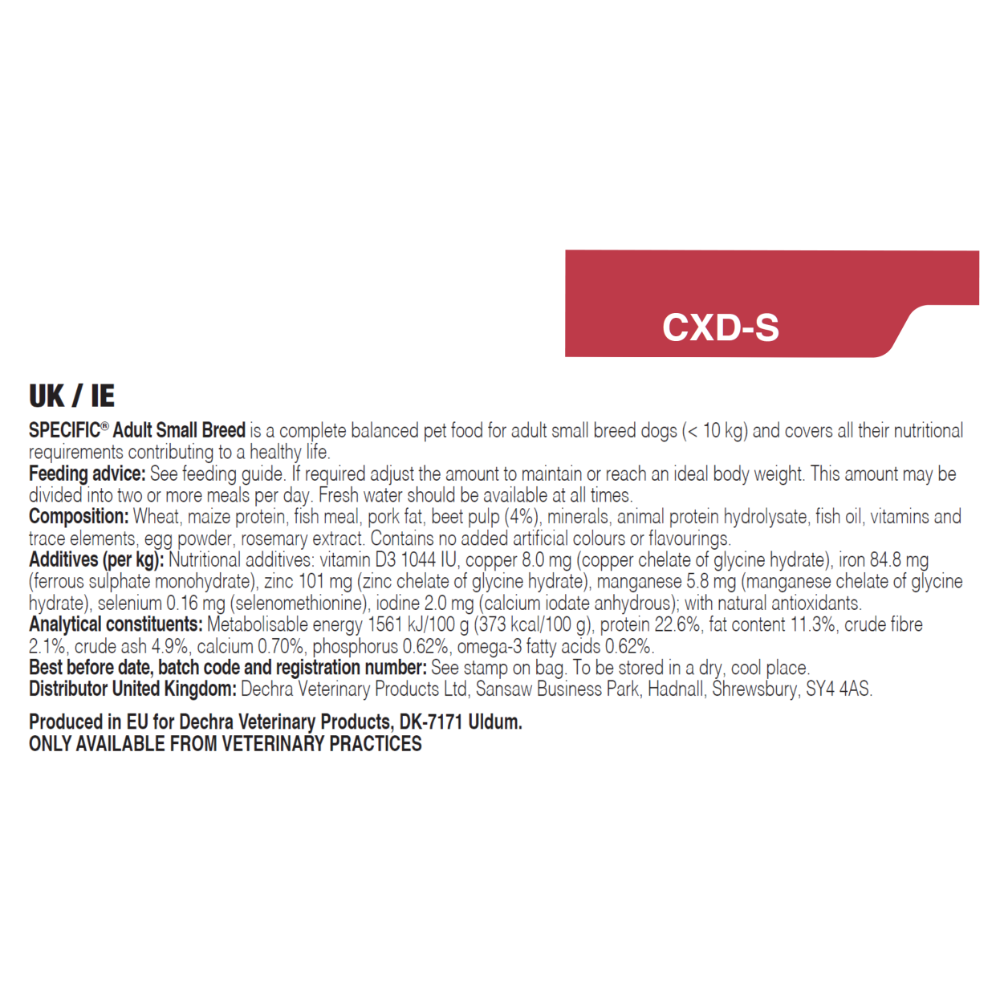 Dechra Specific CXD-S Adult Small Breed Dry Dog Food
