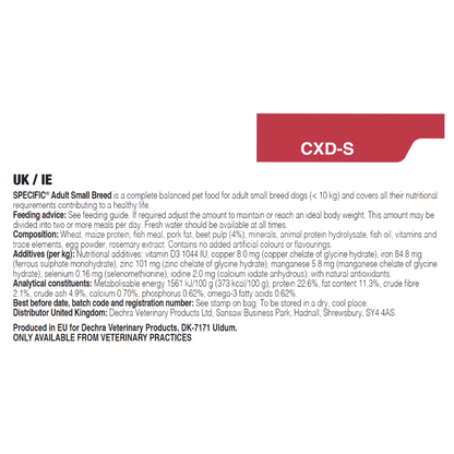 Dechra Specific CXD-S Adult Small Breed Dry Dog Food