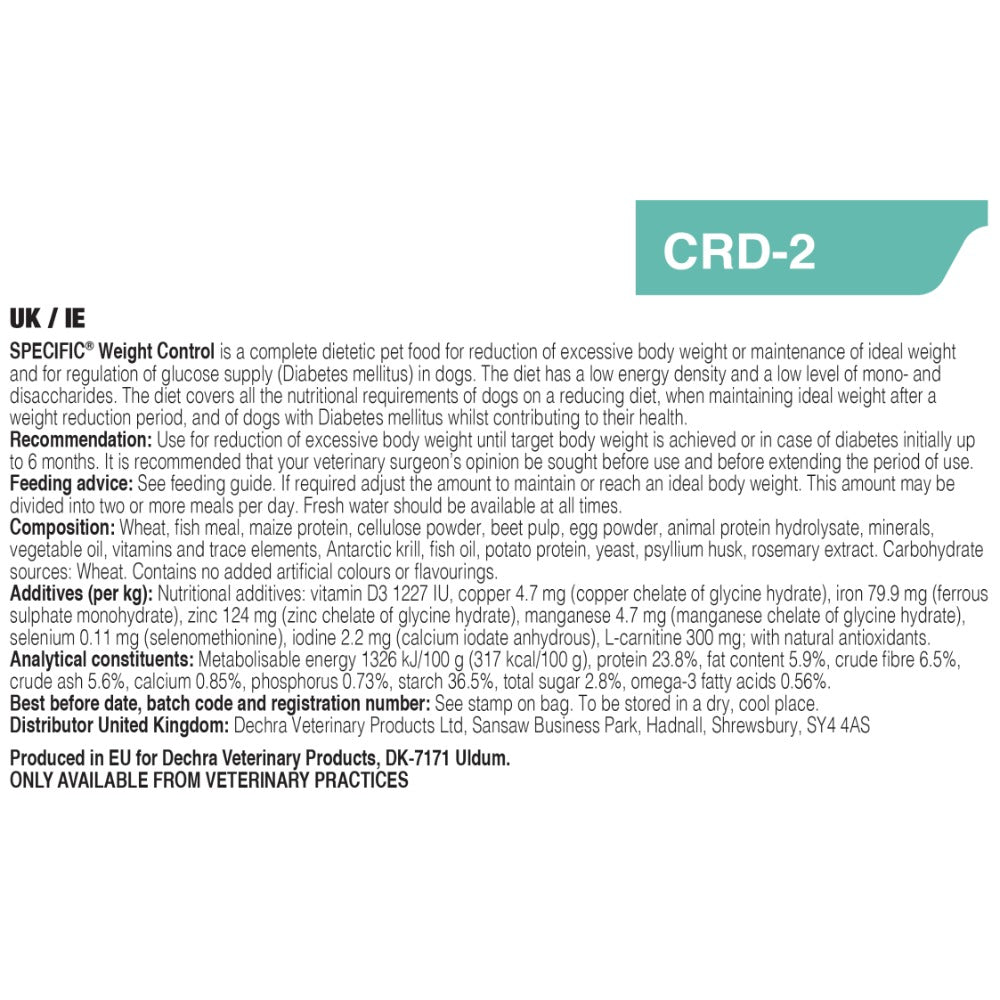 Dechra Specific CRD-2 Weight Control Dry Dog Food